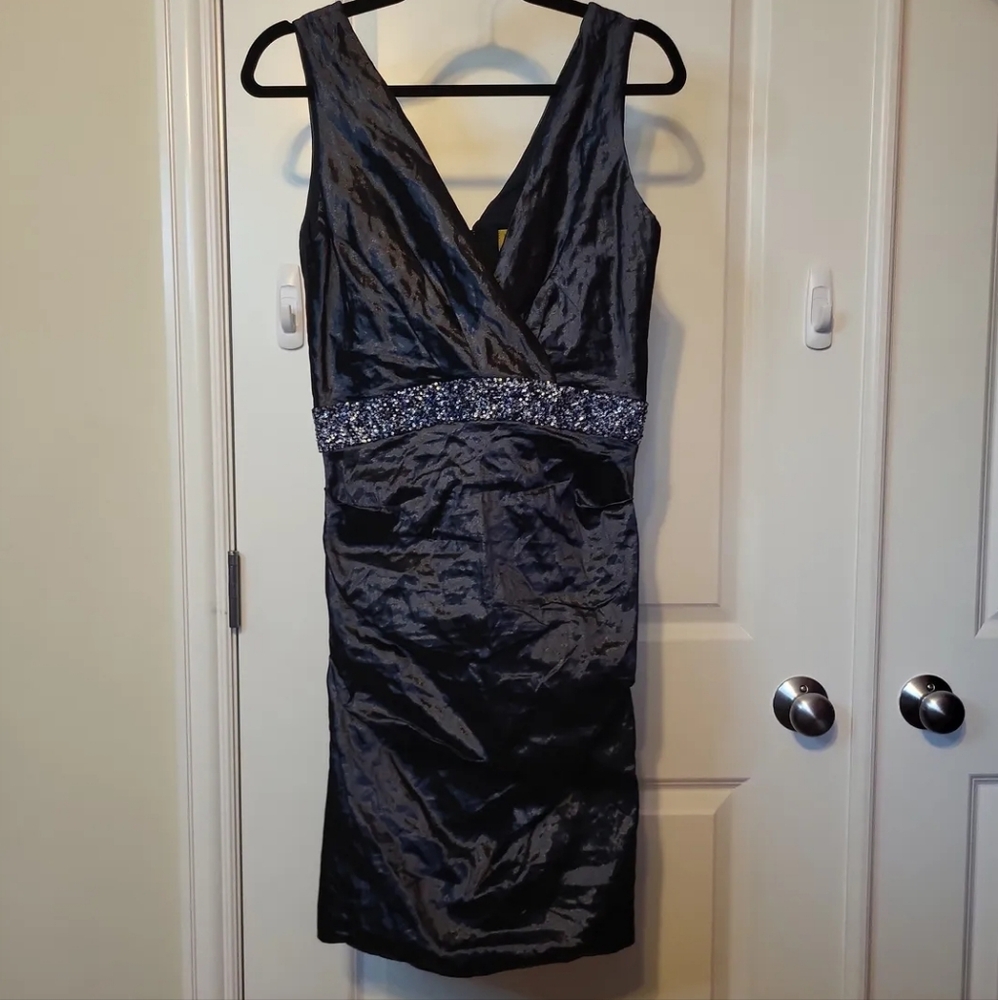 Nicole Miller Dress Mini Chiffon Sequin Blue 8 Cocktail Formal Wear